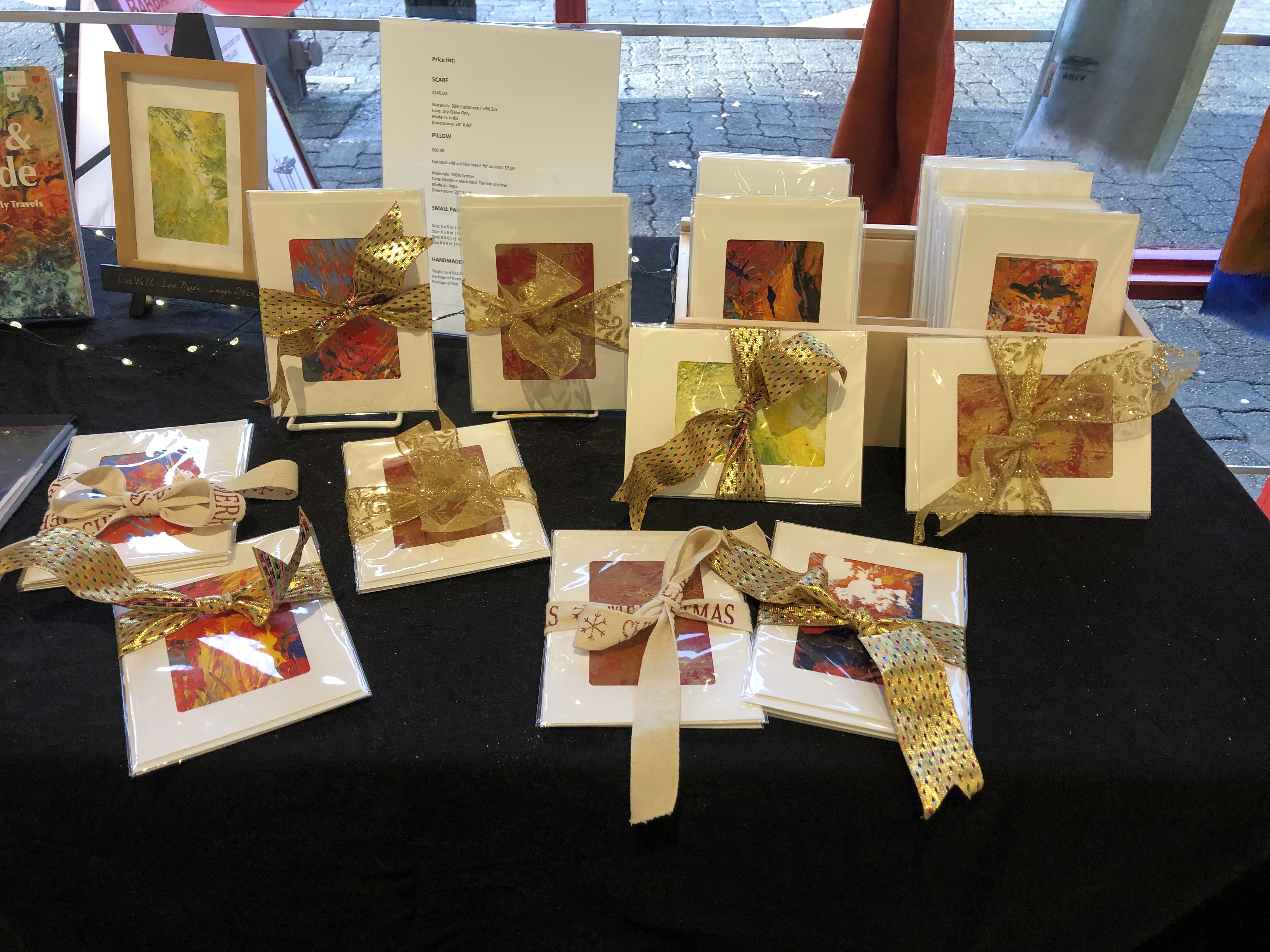 Sample of hand painted cards by Barbara Arnold